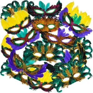 Bulk Mardi Gras Masks - (pack Of 50) Carnival Masquerade Mask For Women And Men